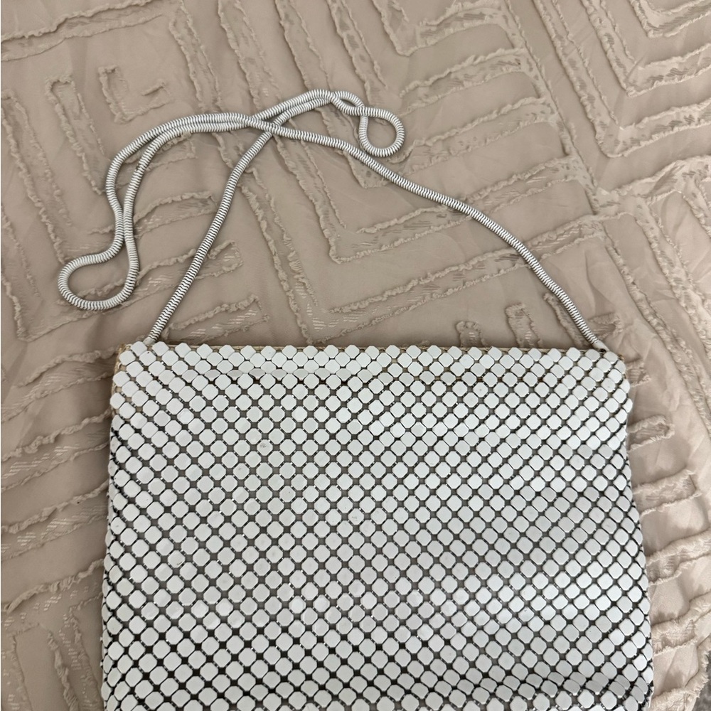 White Mesh Crossbody Evening Bag